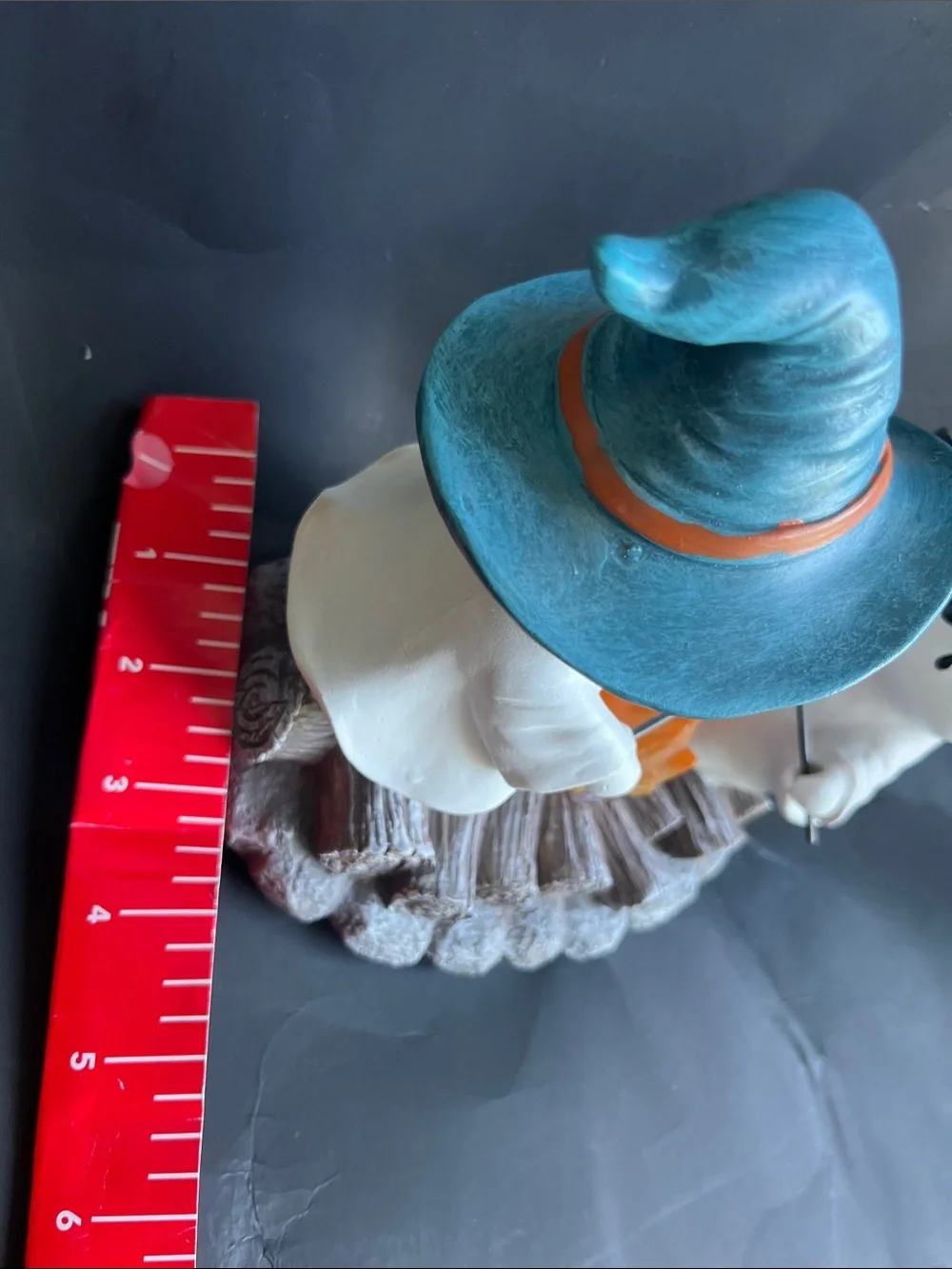 Halloween Ghost Duo Figurine with Blue and Black Witch Hats